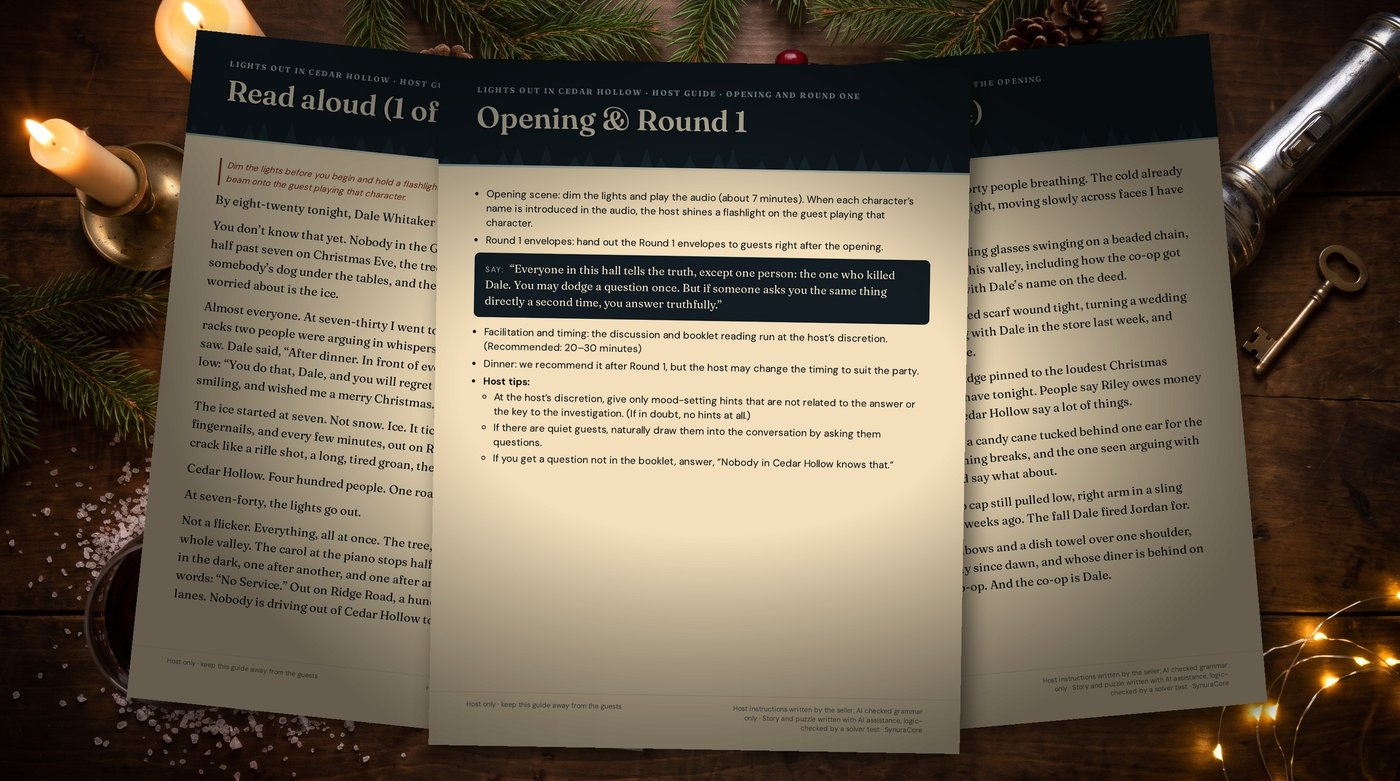 The host guide: the Round One page and the read-aloud opening